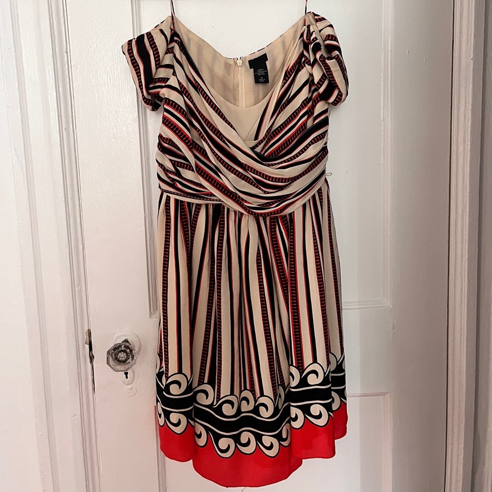Silk Anna Sui Off-Shoulder Dress